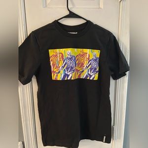 Boys Fortnite T-shirt with Skeltons playing hockey - black Fortnite shirt
